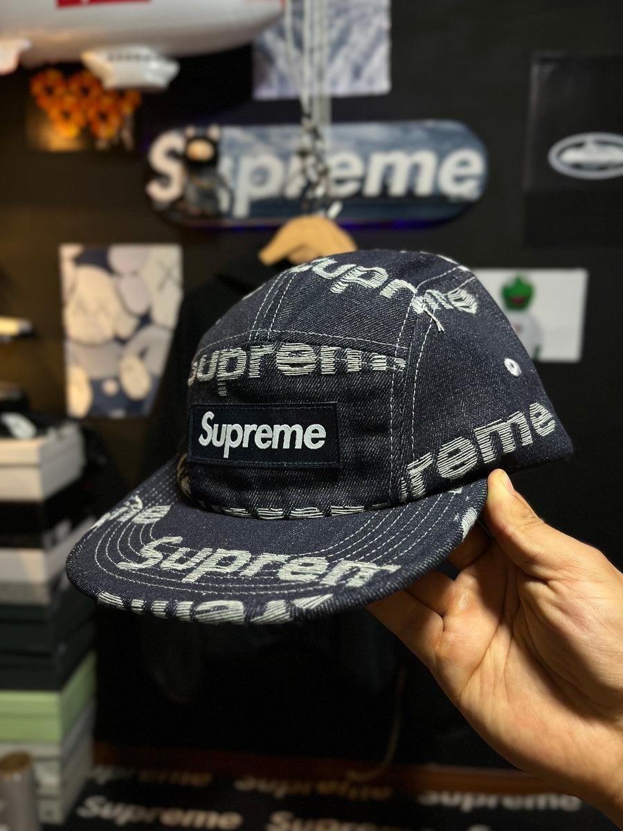 Supreme Jacquard Logos Denim Camp Cap