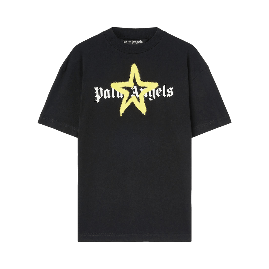 Palm Angels Star Sprayed Tee 'Black/Yellow'