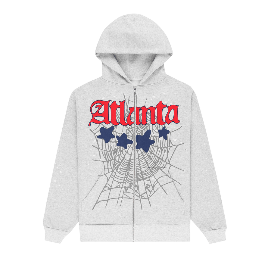 Sp5der Atlanta Full Zip Hoodie 'Heather Grey'