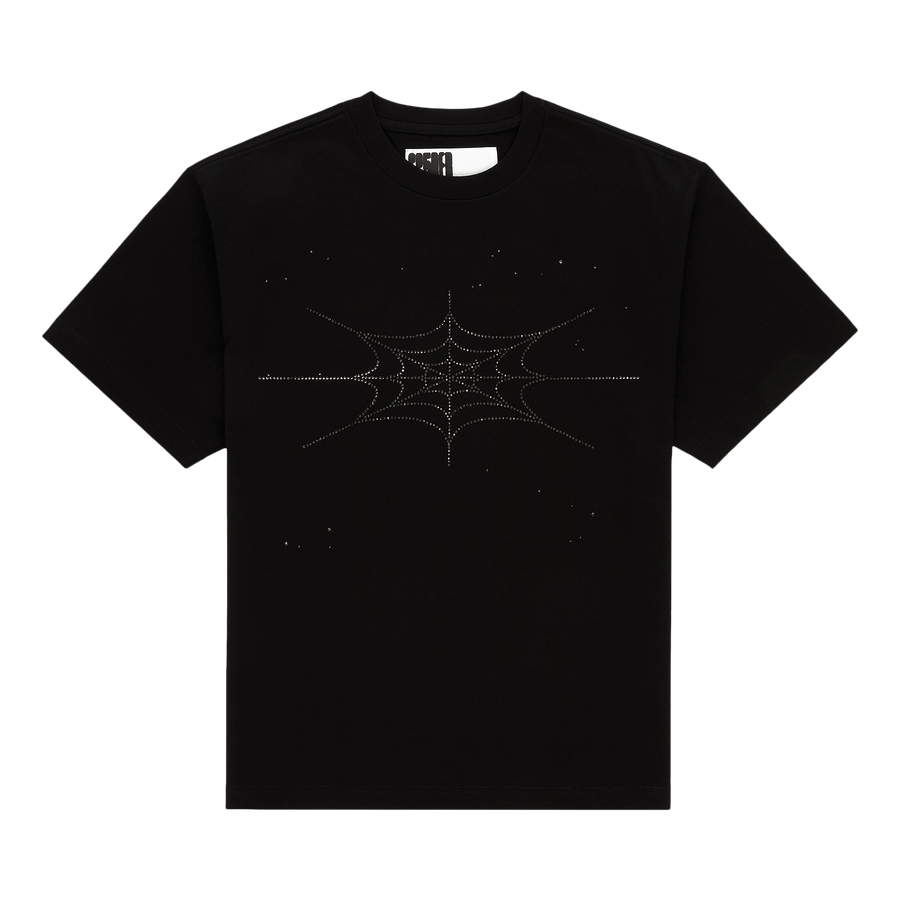 Sp5der Rhinestone Silk Tee 'Black'