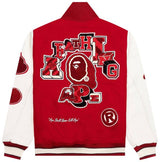 BAPE Multi Motif Varsity Jacket Red
