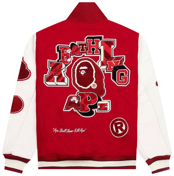 BAPE Multi Motif Varsity Jacket Red