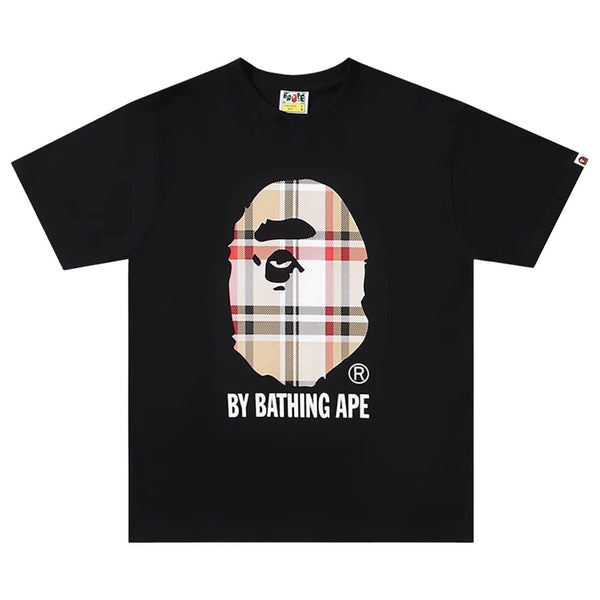 BAPE Check Ape Head T-Shirt Black Multi Beige