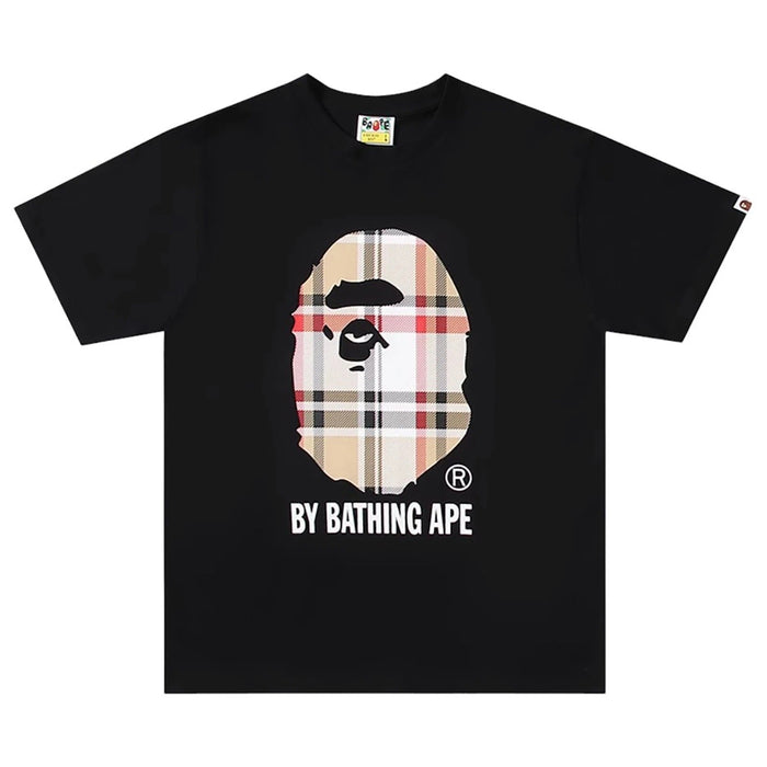 BAPE Check Ape Head T-Shirt Black Multi Beige