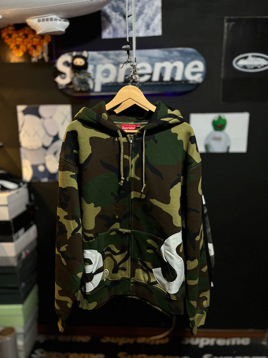 Supreme Big Logo Zip Up Hooded Sweatshirt Camo