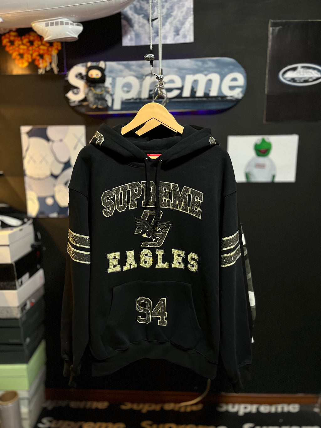 Rhinestone Eagle Hooded Sweatshirt 'Black'