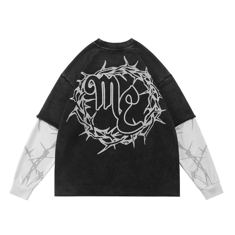 Mixed Emotion T Shirt Barbed Wire Thermal Long Sleeve