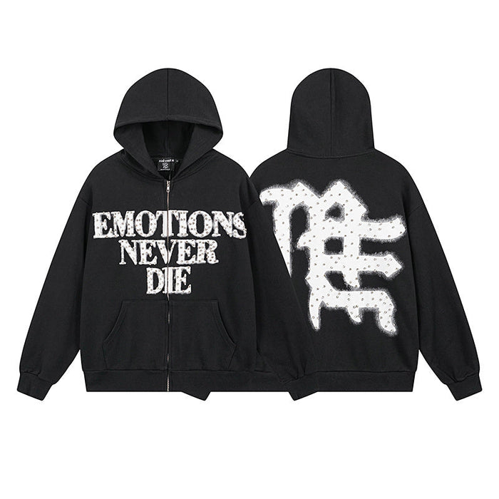Mixed Emotion Dimonds Black Hoodie