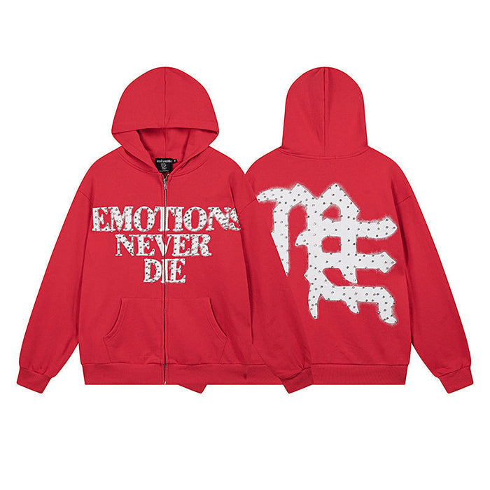 Mixed Emotion Dimonds Red Hoodie