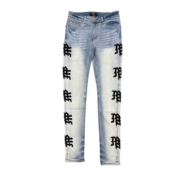 Mixed Emotion "Monogram" Denim White