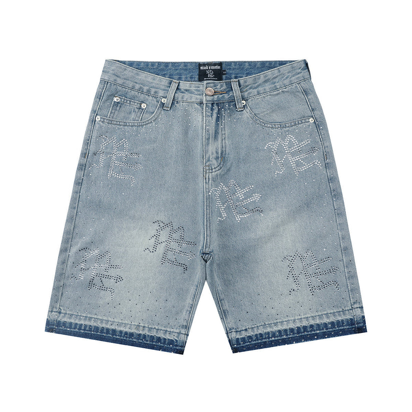 Mixed Emotion Me Rhinestone Denim Shorts