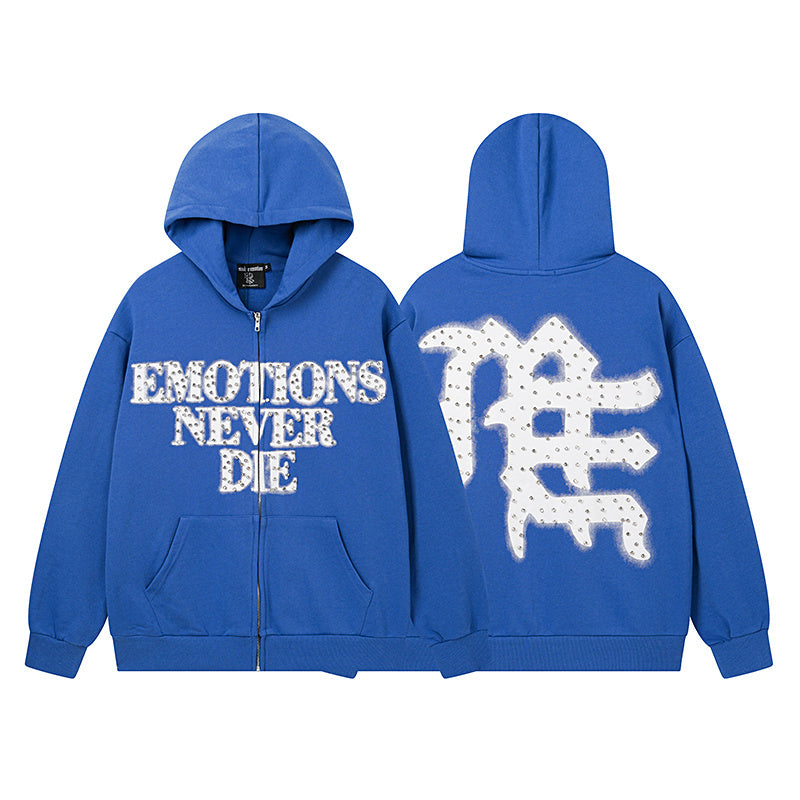 Mixed Emotion Dimonds Blue Hoodie