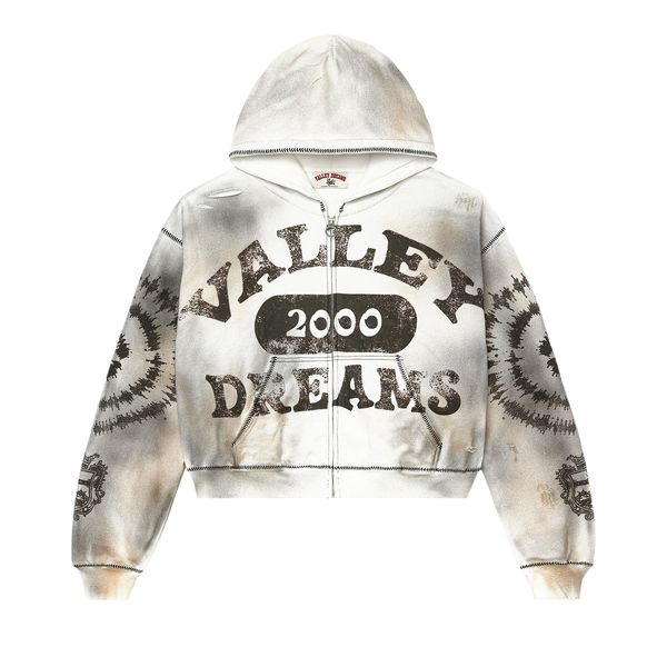 Buy Vale Forever Spiral Zip Up Hoodie 'Dark White'