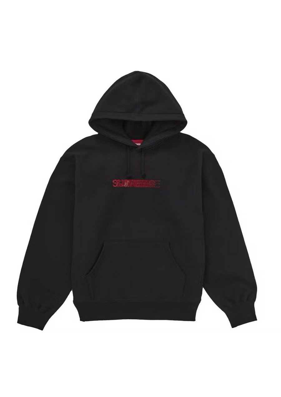 Supreme Swarovski Motion Logo Hooded Sweatshirt Black