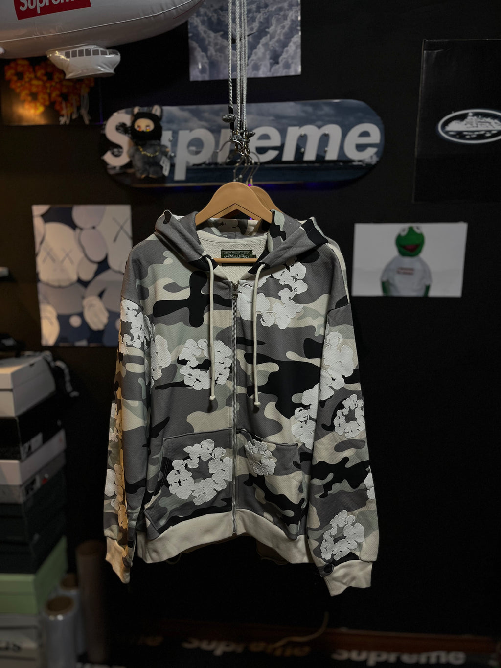 Denim Tears The Wreath Zip Hoodie White Camo