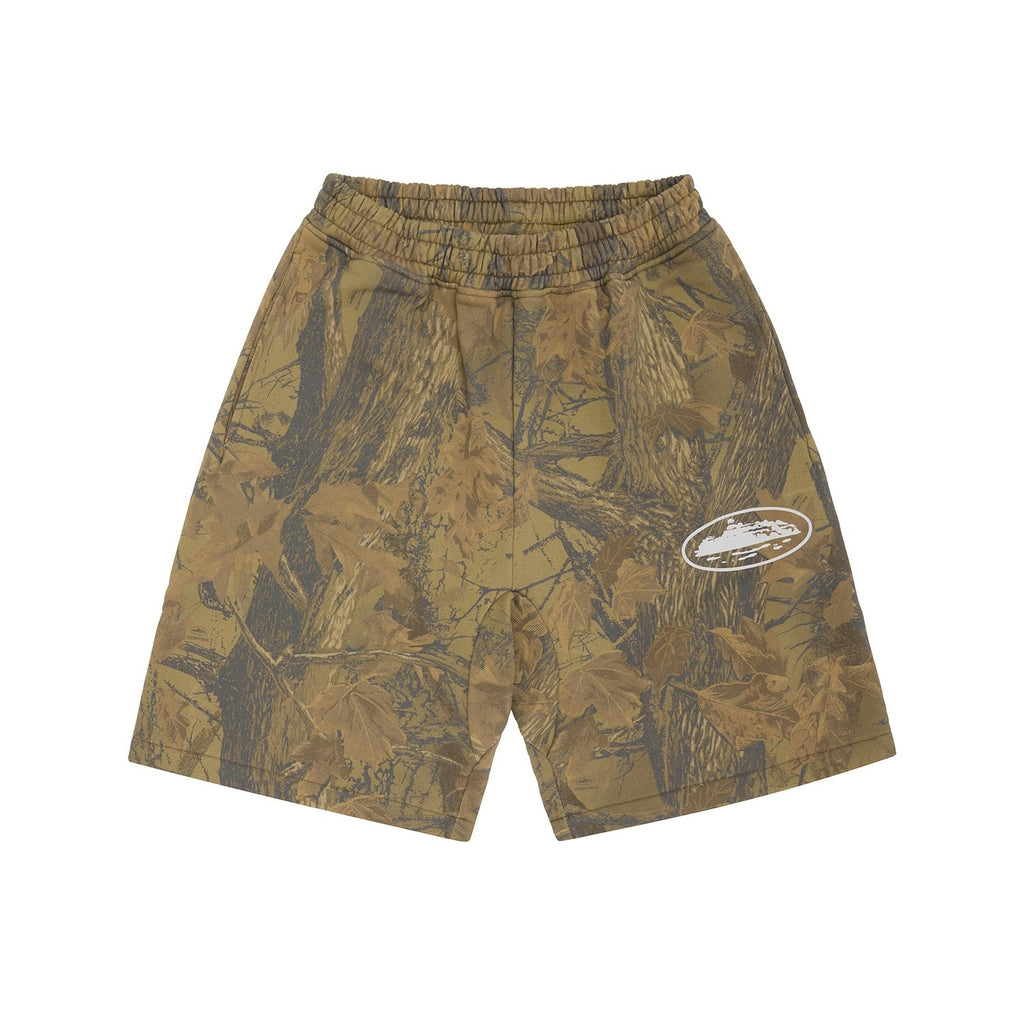 Corteiz Island Puff Print Sweatshort Forest Camo