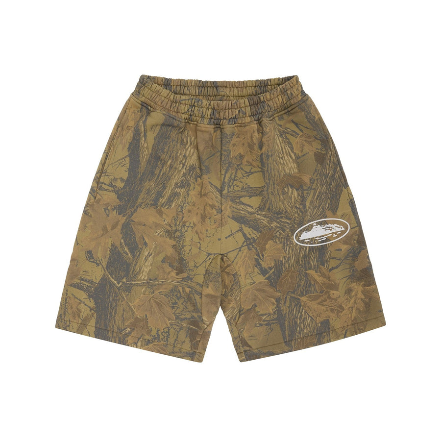 Corteiz Island Puff Print Sweatshort Forest Camo