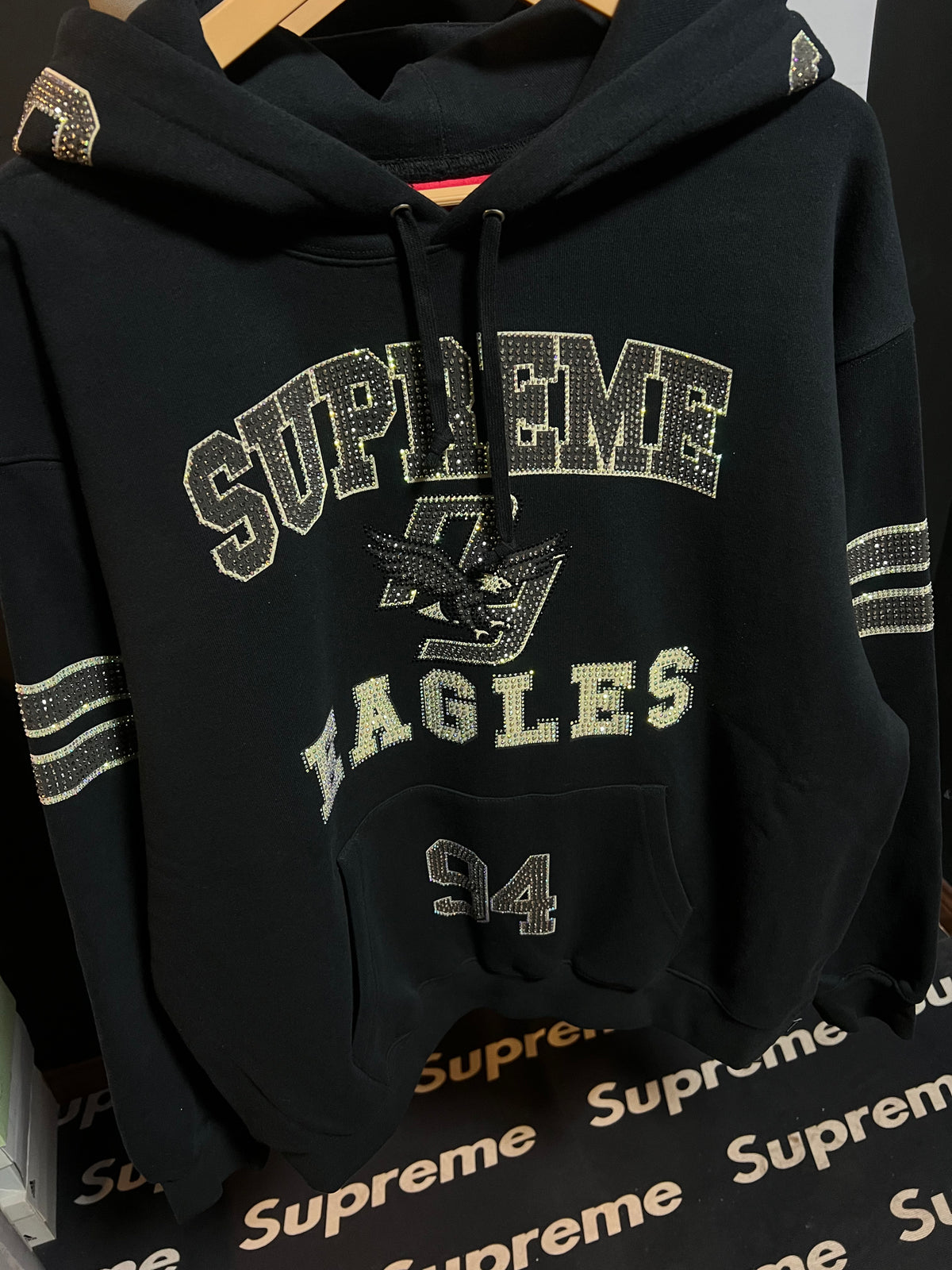 Rhinestone Eagle Hooded Sweatshirt 'Black'
