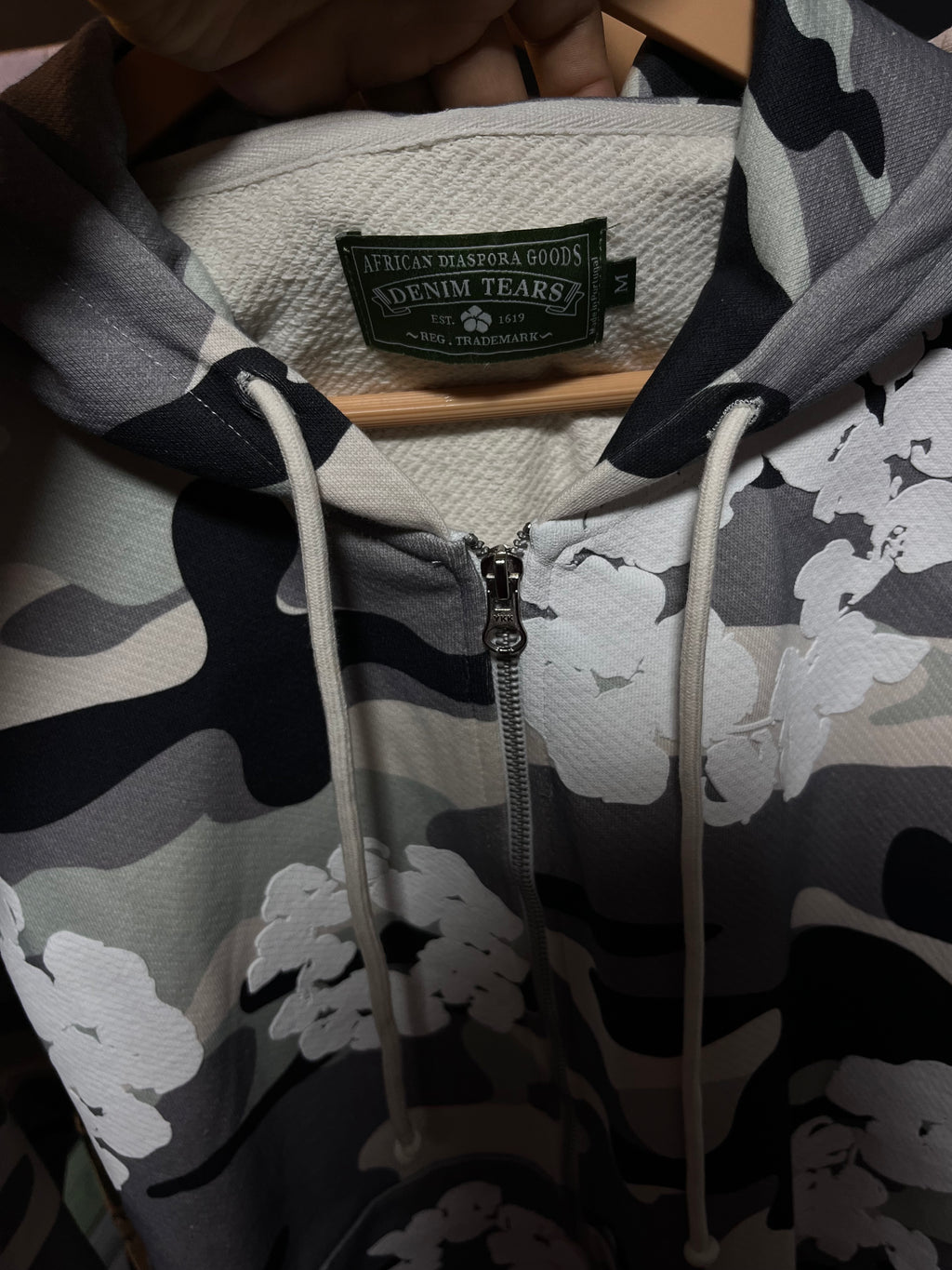 Denim Tears The Wreath Zip Hoodie White Camo
