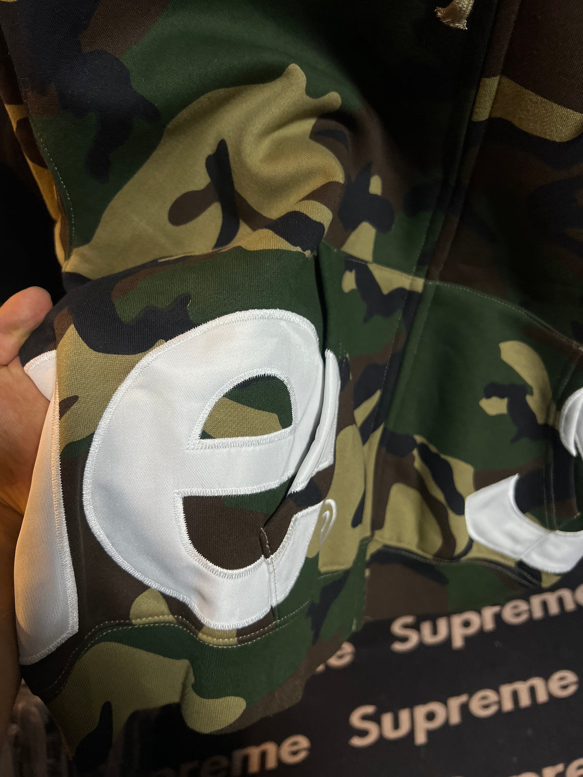 Supreme Big Logo Zip Up Hooded Sweatshirt Camo