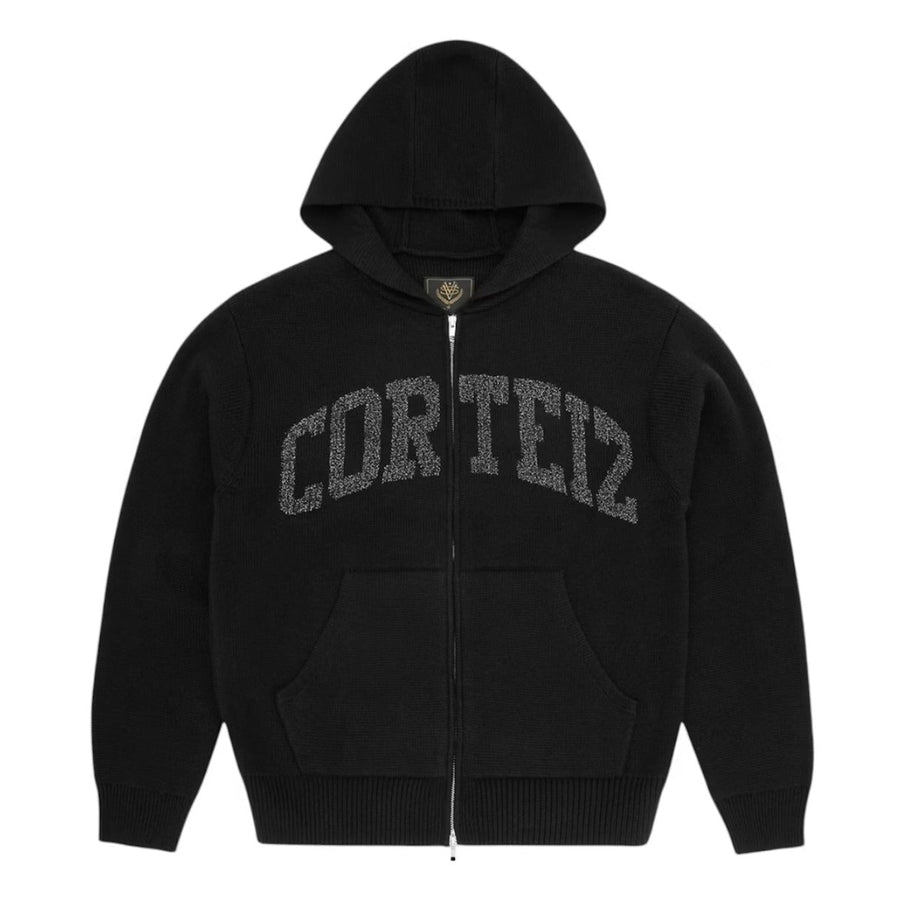 Corteiz 3M College Knit Zip Hoodie Black