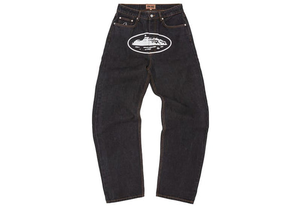 Corteiz Island Baggy Denim Jeans Washed Black