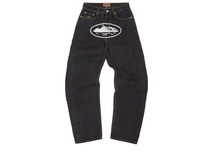 Corteiz Island Baggy Denim Jeans Washed Black