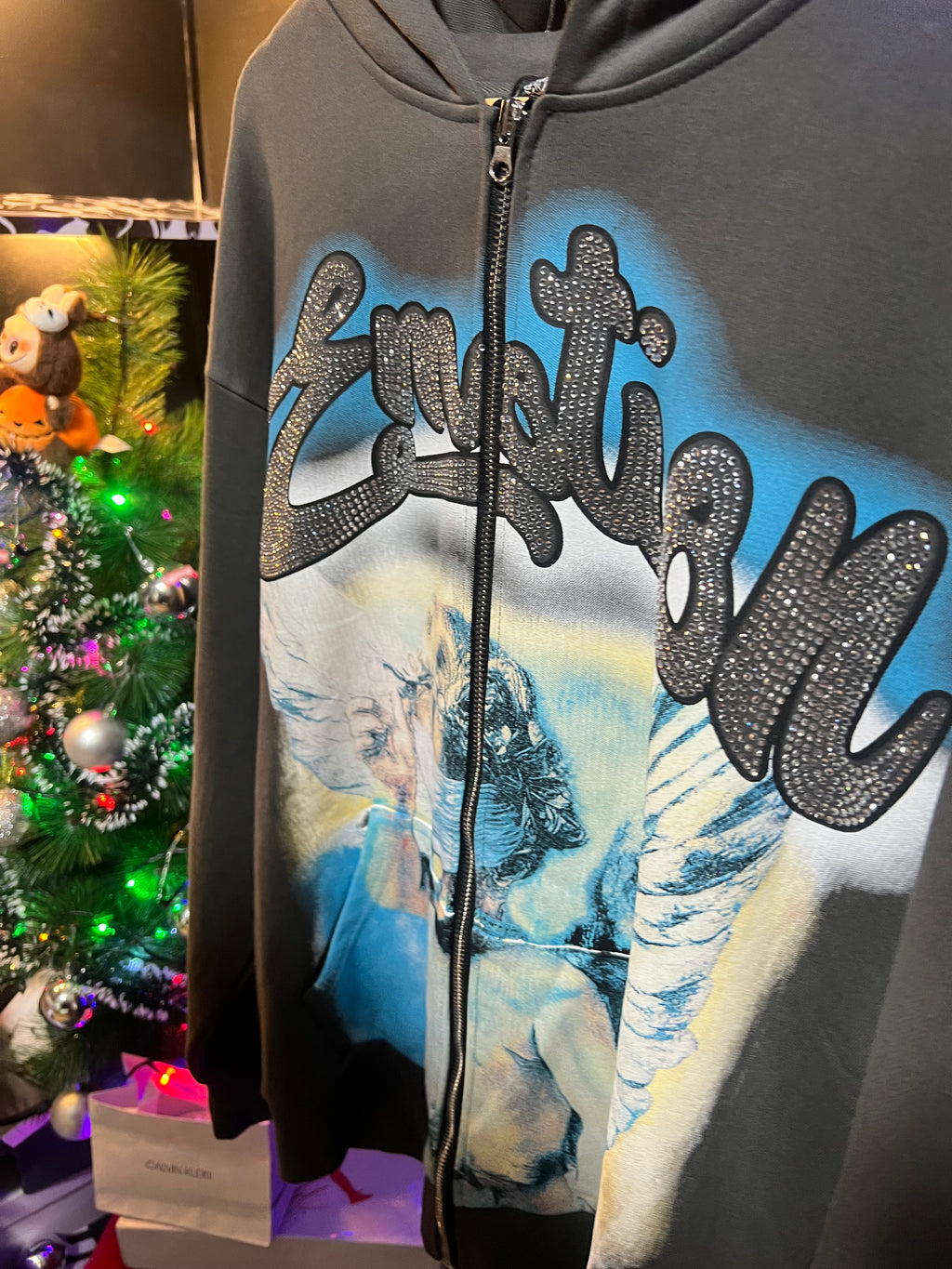 Mixed Emotions Grey Zipper Hoodie