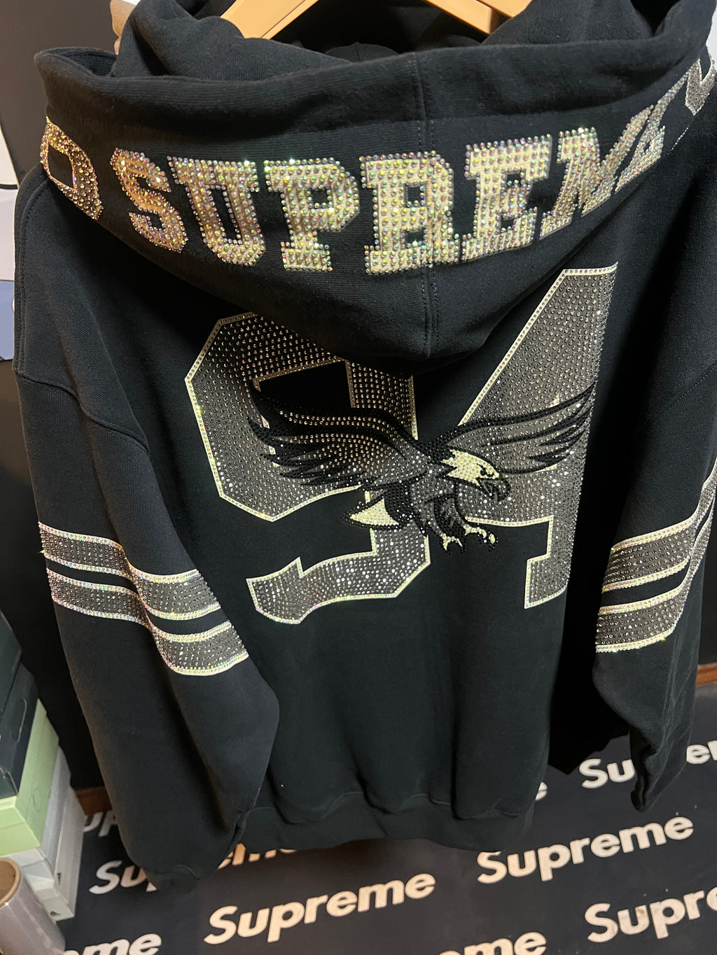Rhinestone Eagle Hooded Sweatshirt 'Black'