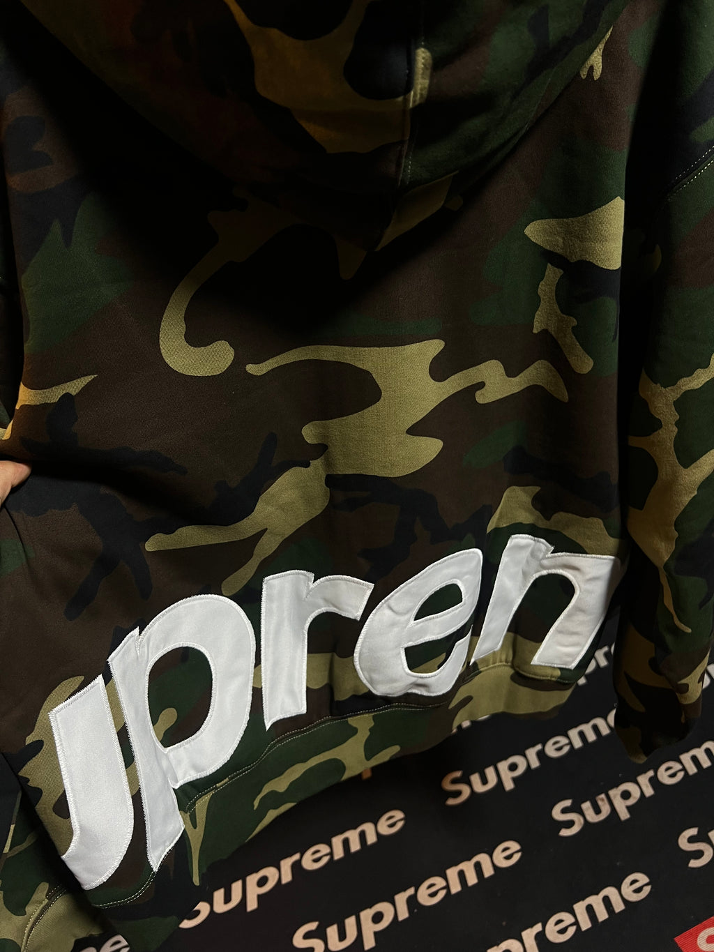 Supreme Big Logo Zip Up Hooded Sweatshirt Camo