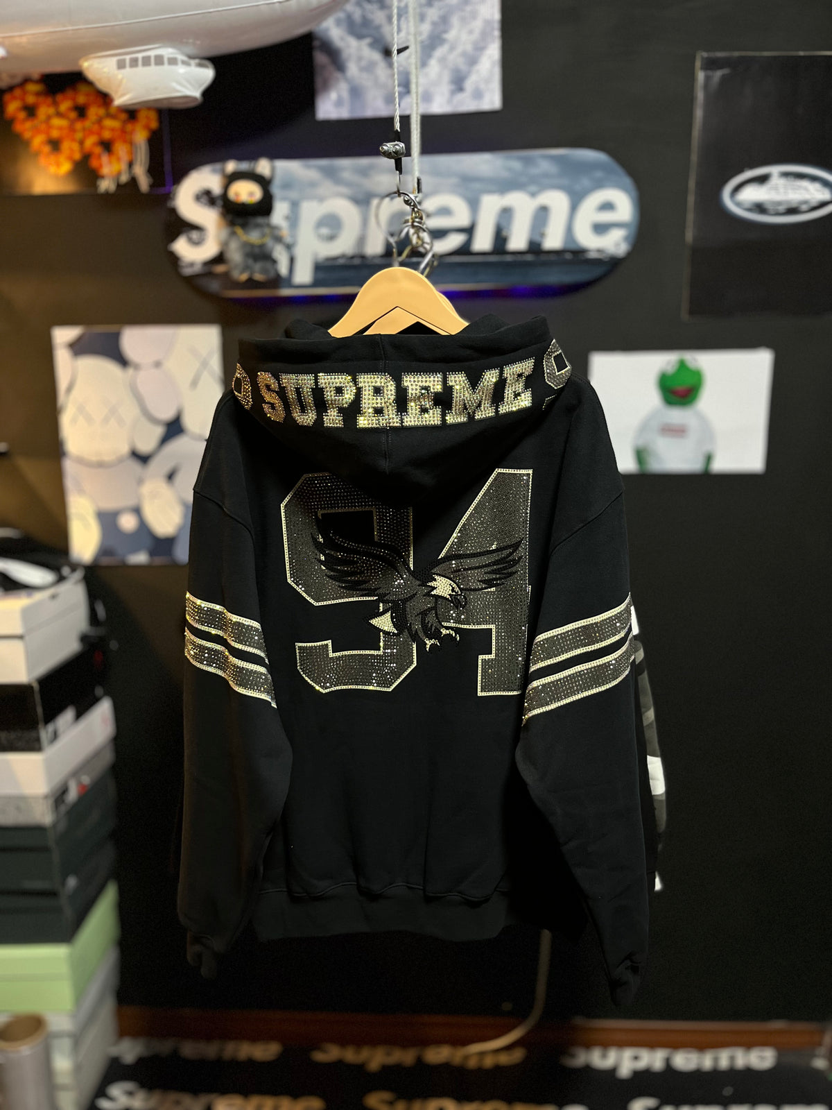 Rhinestone Eagle Hooded Sweatshirt 'Black'