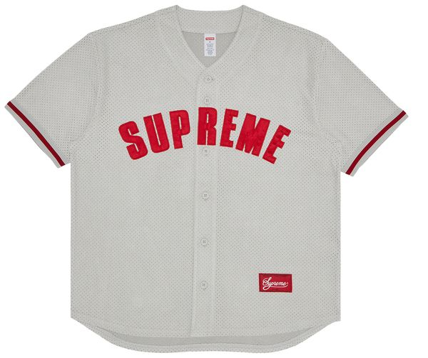 Supreme Mesh logo-appliqué Baseball Jersey | Grey