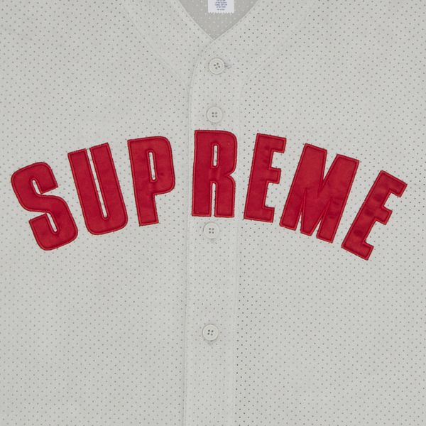 Supreme Mesh logo-appliqué Baseball Jersey | Grey