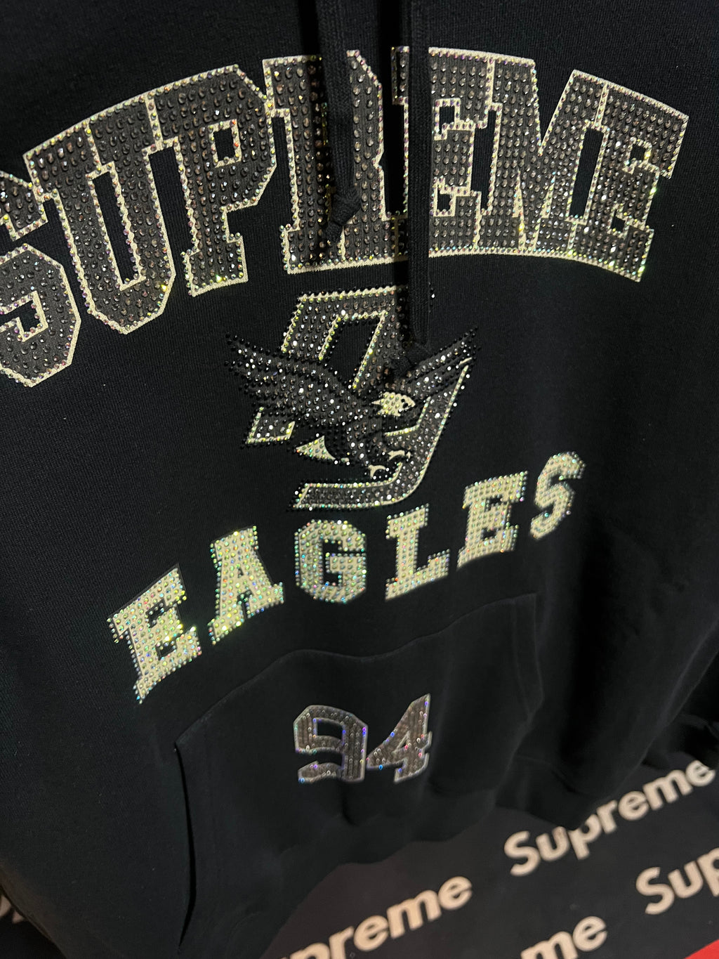 Rhinestone Eagle Hooded Sweatshirt 'Black'