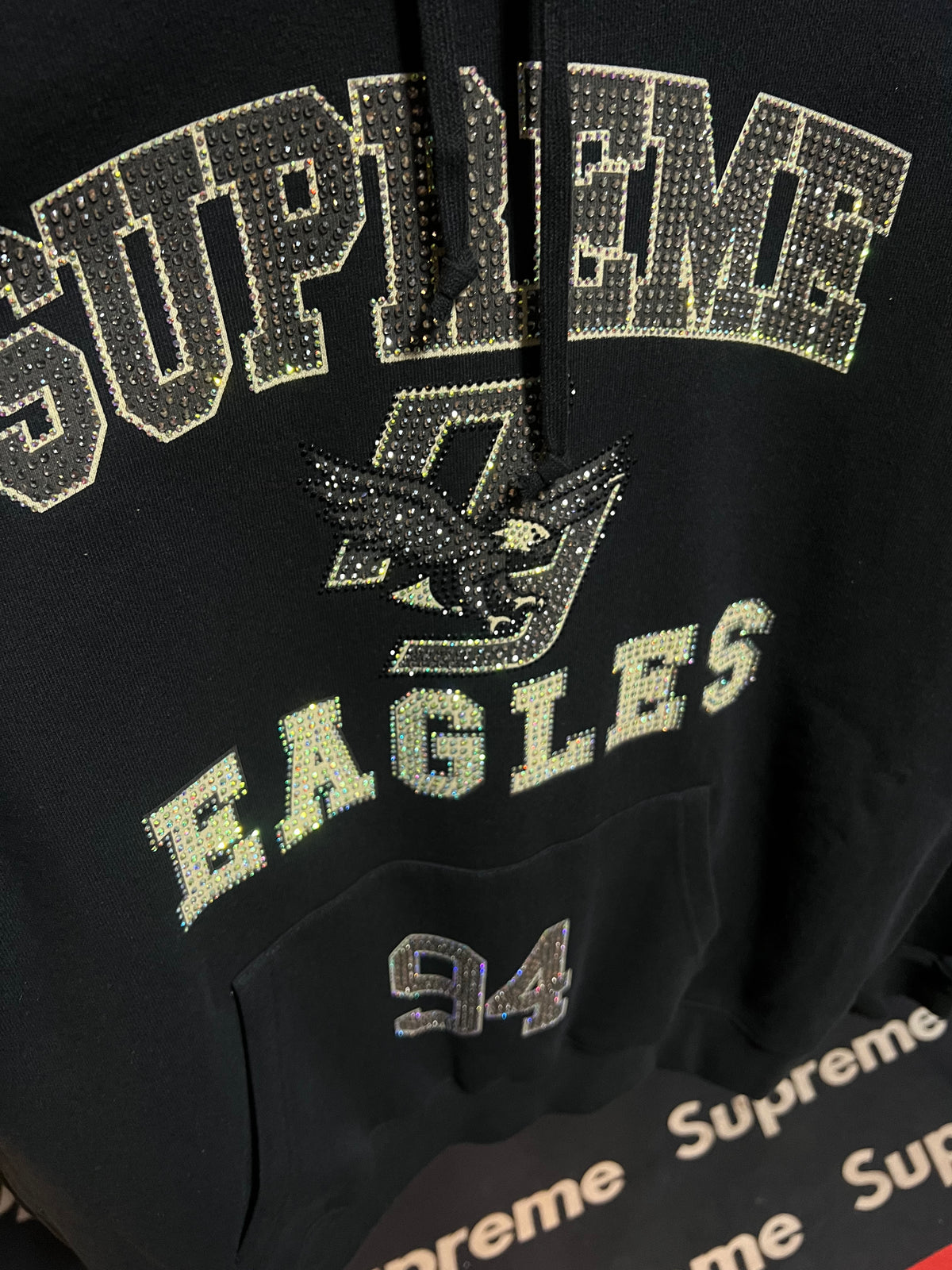 Rhinestone Eagle Hooded Sweatshirt 'Black'