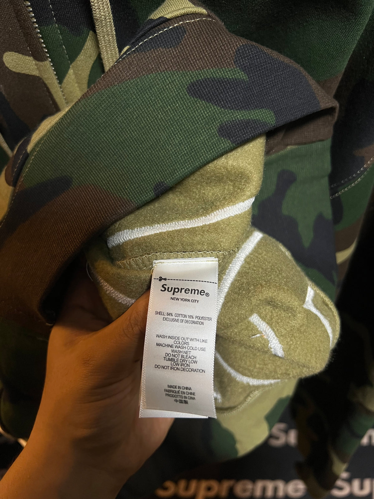 Supreme Big Logo Zip Up Hooded Sweatshirt Camo