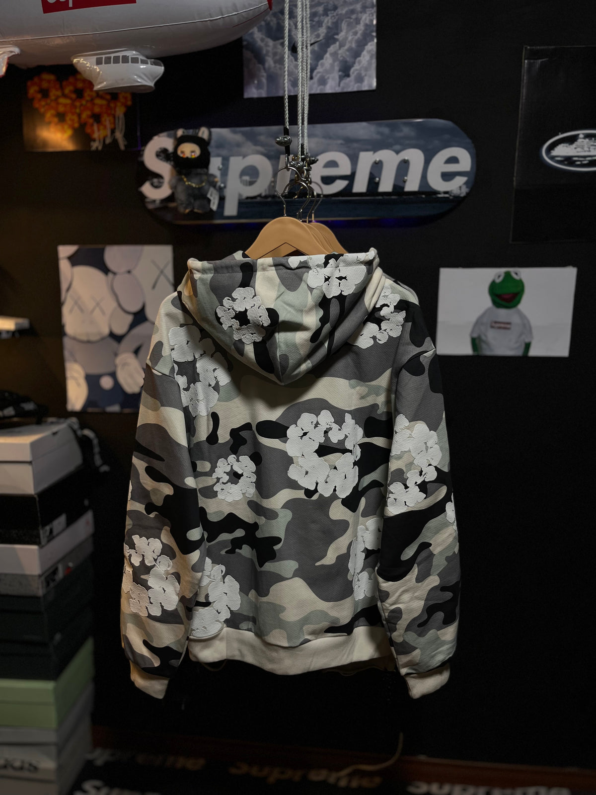 Denim Tears The Wreath Zip Hoodie White Camo