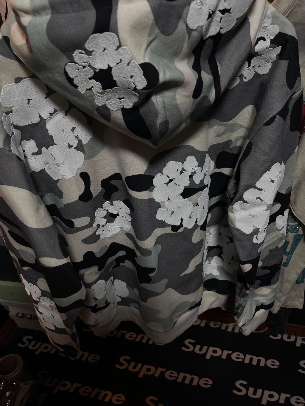 Denim Tears The Wreath Zip Hoodie White Camo