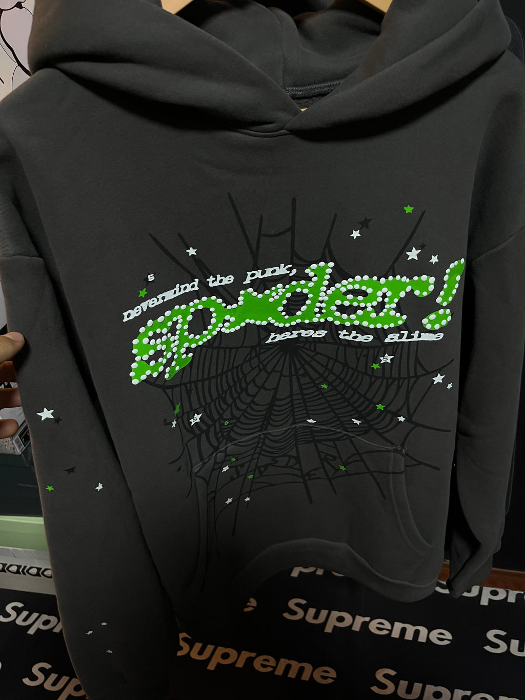 Sp5der Punk V2 Hoodie Slate Grey Hombre