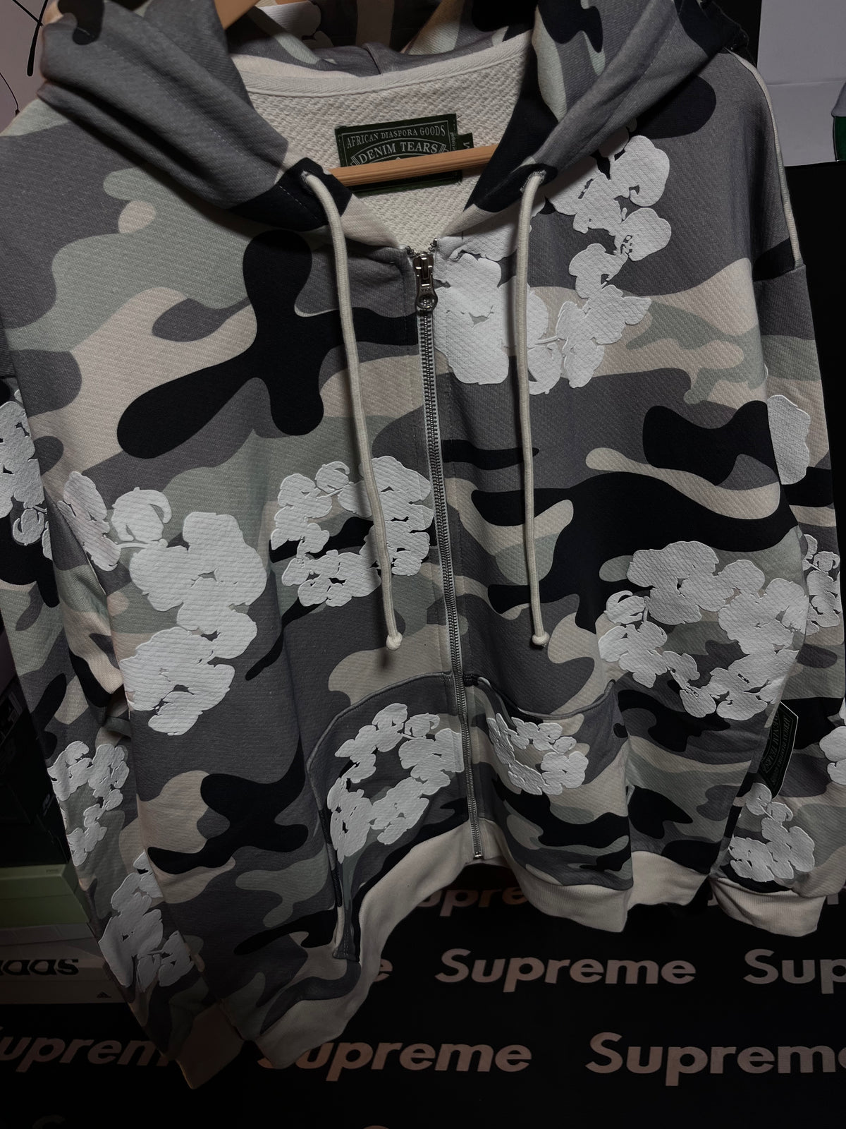 Denim Tears The Wreath Zip Hoodie White Camo