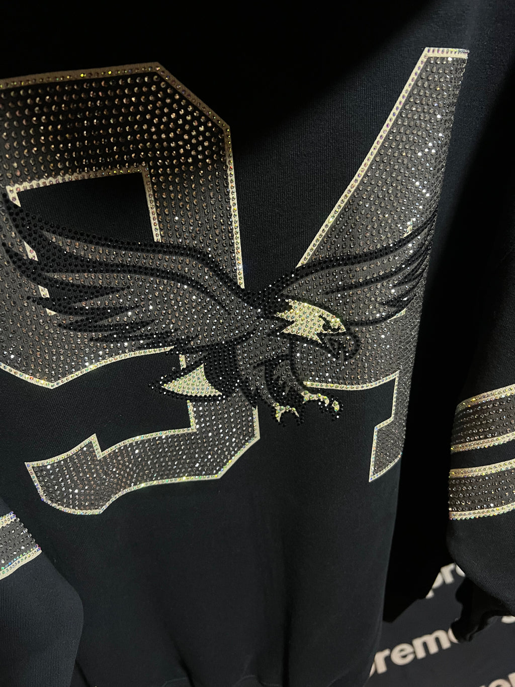 Rhinestone Eagle Hooded Sweatshirt 'Black'
