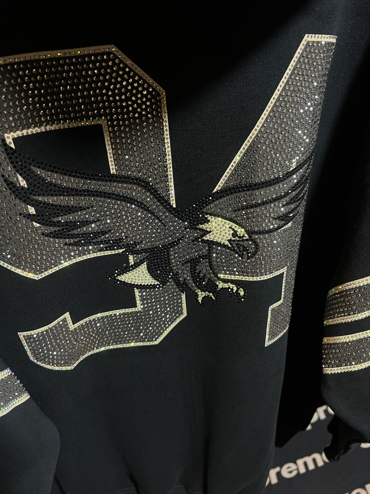 Rhinestone Eagle Hooded Sweatshirt 'Black'