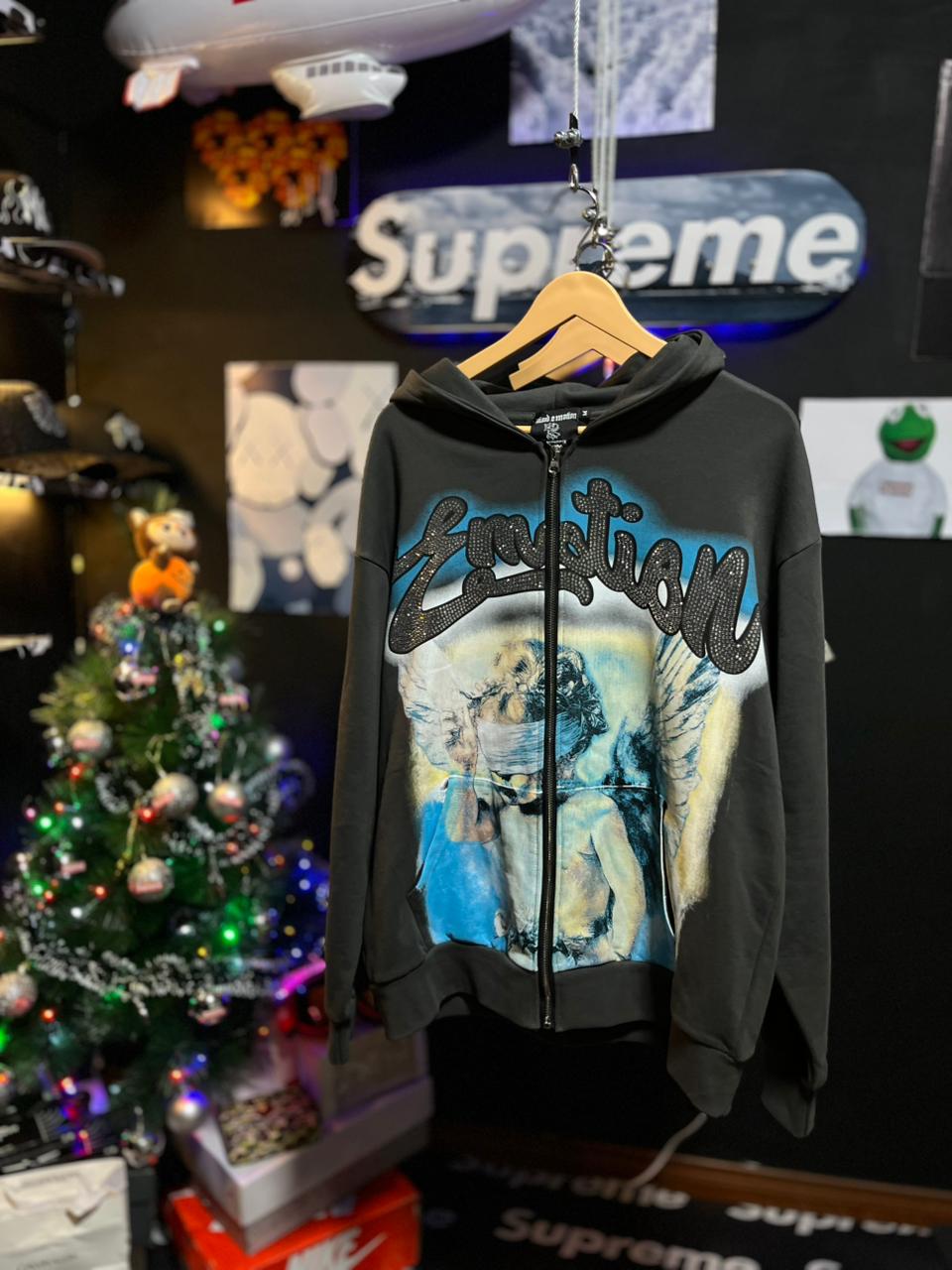 Mixed Emotions Grey Zipper Hoodie