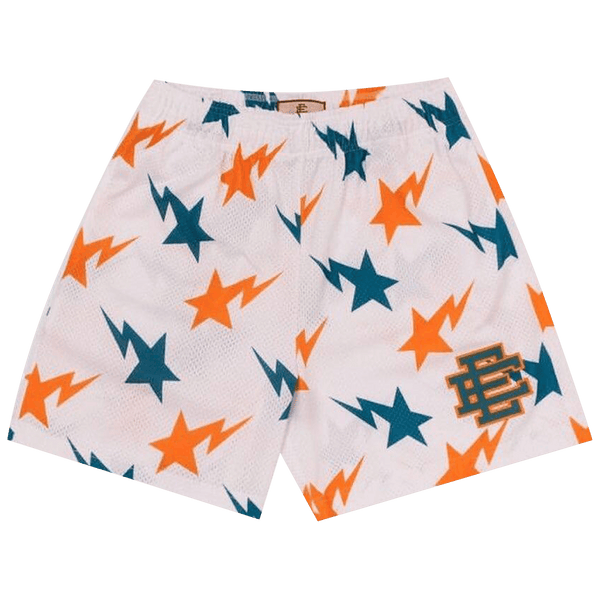 Eric Emanuel x BAPE Miami Basic Short 'White/Teal/Orange' - frontal