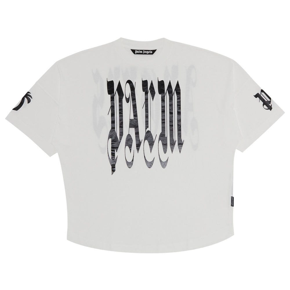 Palm Angels Back Gothic Palm Over Tee 'Off White/Black' - frontal