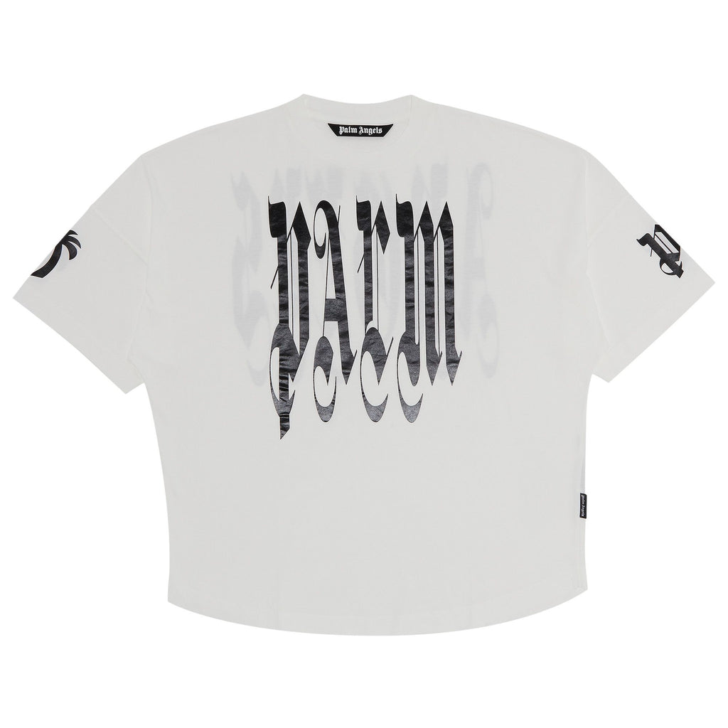 Palm Angels Back Gothic Palm Over Tee 'Off White/Black' - frontal