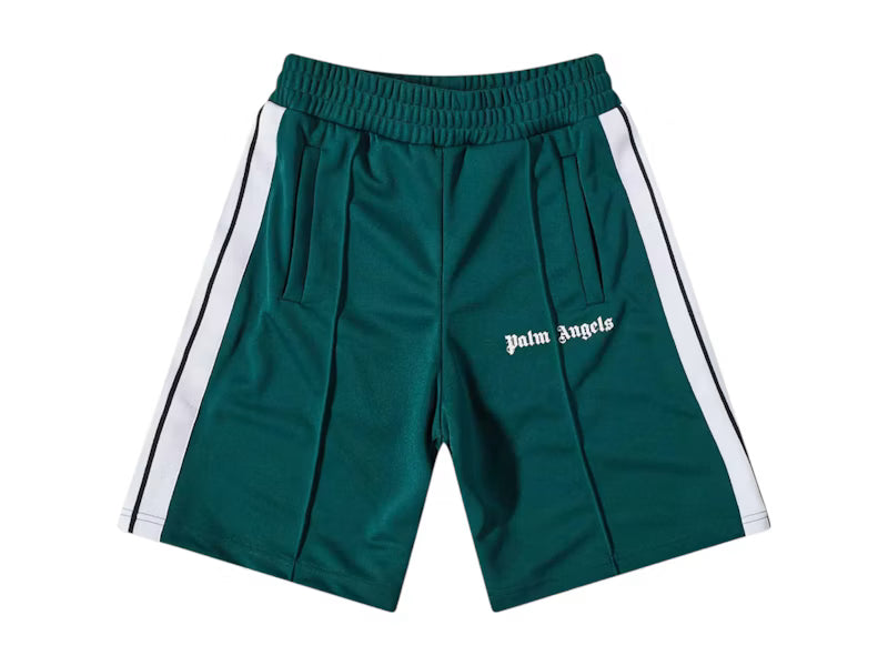 Palm Angels Classic Track Shorts Green/White - frontal