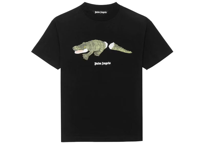 Palm Angels Crocodile Print T-shirt Black - frontal