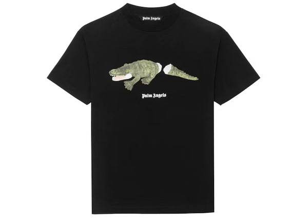 Palm Angels Crocodile Print T-shirt Black - frontal