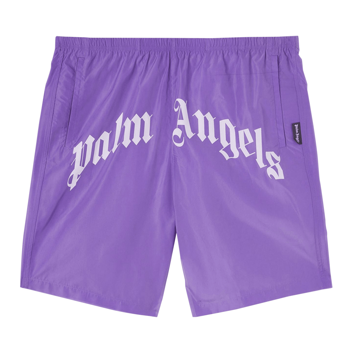Palm Angels Curved Logo Swim Short 'Violet/White' - frontal